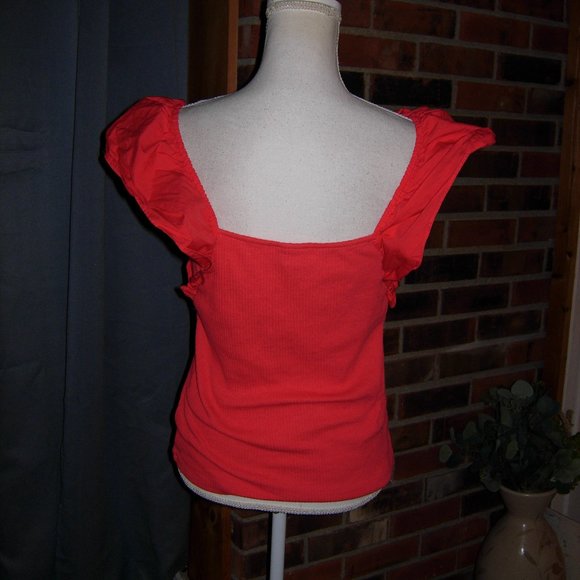 A New Day Red Ruffle Shoulder Tank Top L - Picture 4 of 6
